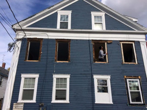 Window replacement in progress.